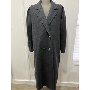 Jofeld Corrina Fabrics Wool Trench Coat USA Womens Large Gray Long Warm Coat